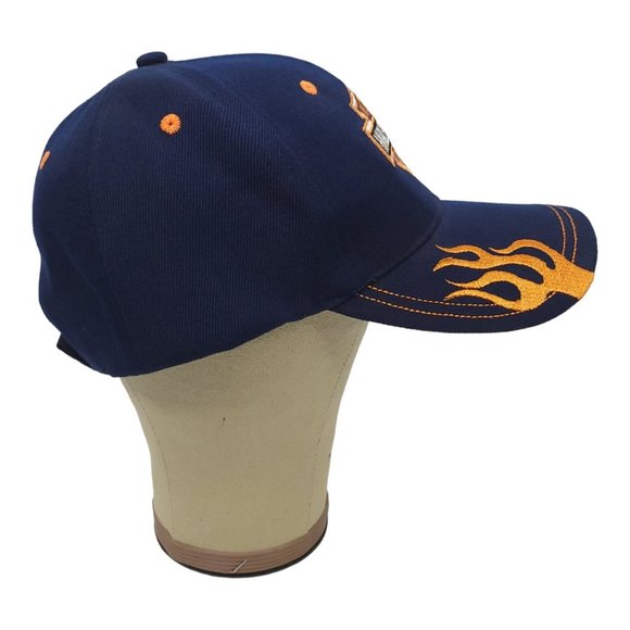 Harley Davidson Strapback Cap Biker Trucker Baseball Hat Blue Orange Flames - Picture 9 of 12
